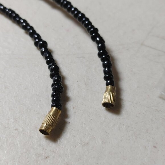 Brown Tan Horn Pendant Necklace Vintage Seed Beaded Strand Barrel Clasp Resin - Picture 4 of 16